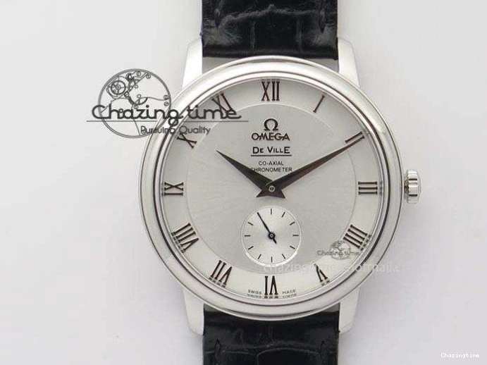 0404 Flexible De Ville MK 1:1 Best Edition SS White Dial On Black Leather Asian Seagull T1701 (Sec@6) 8244